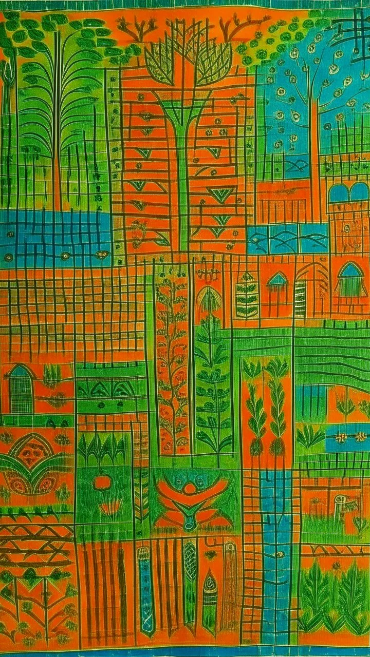 A swamp made out of Kuna Molas painted by Paul Klee