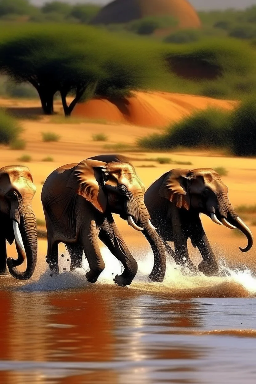 Sahara, elephants, wild, water