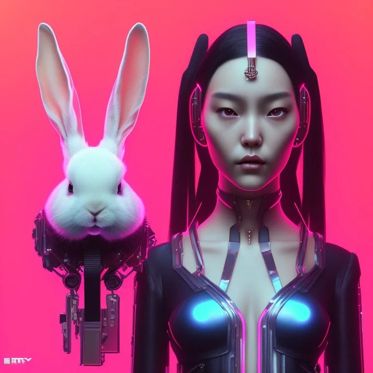 Portrait avatar image, cyberpunk Asian woman with rabbit mask, black pink color, highly detailed, concept art, smooth, unreal engine 5, god rays, ray tracing, RTX, lumen lighting, ultra detail, volumetric lighting, 3d, finely drawn, high definition, high resolution.