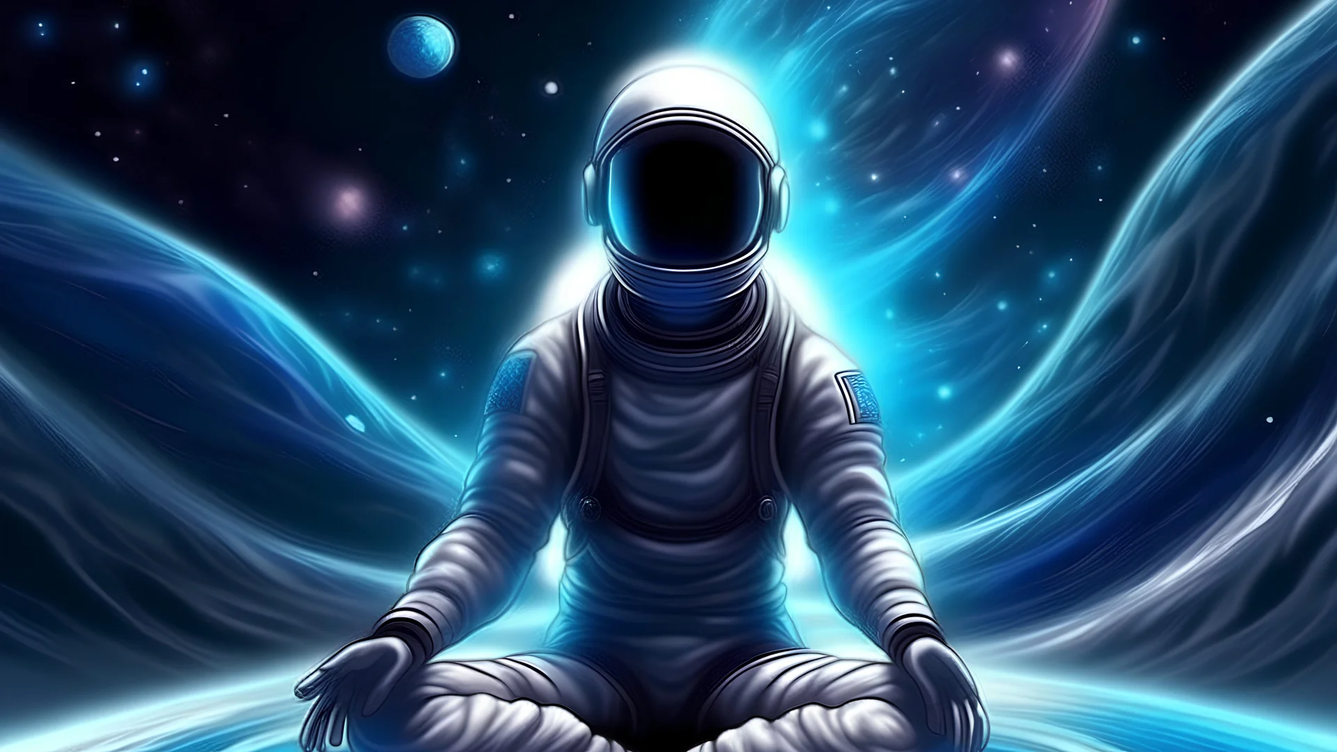 Meditation high energy realistic in space art style
