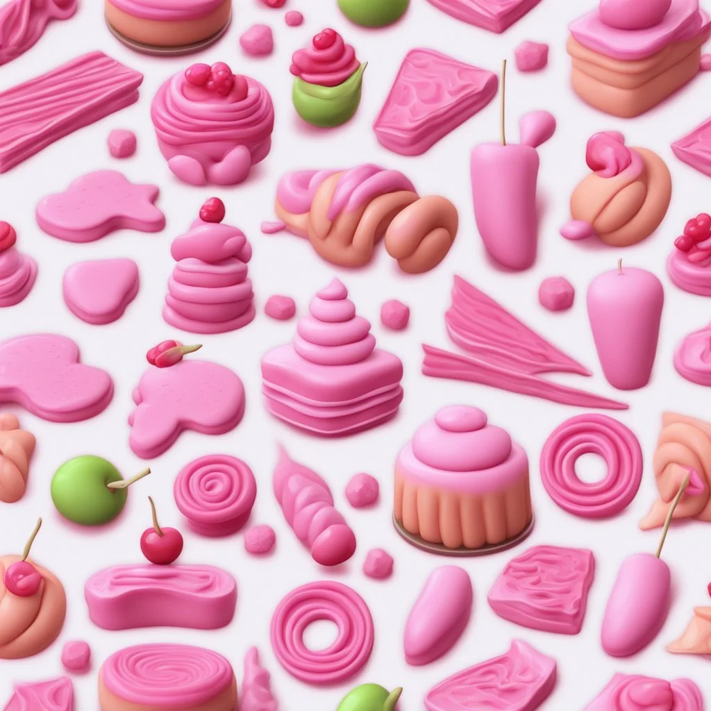 sweet food. pink. illustration 3d style. HD