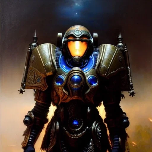 portrait 'Terran Ghost Unit-Starcraft' ancient metal armor ,painting by gaston bussiere, greg rutkowski, yoji shinkawa, yoshitaka amano, tsutomu nihei, donato giancola, tim hildebrandt, oil on canvas, cinematic composition, extreme detail,fit full head inside picture,16k