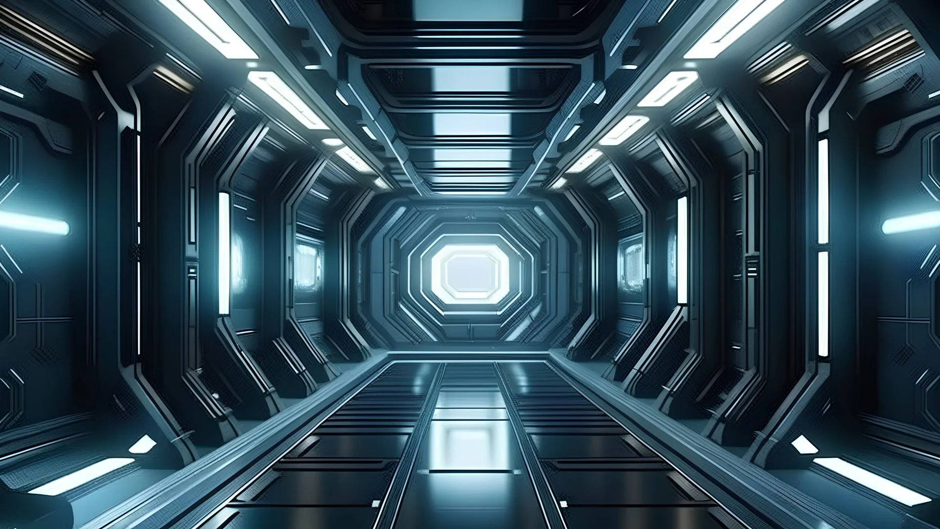 Space station or spaceship scifi style corridor or room. . Ultra modern sci-fi design. Generative AI.