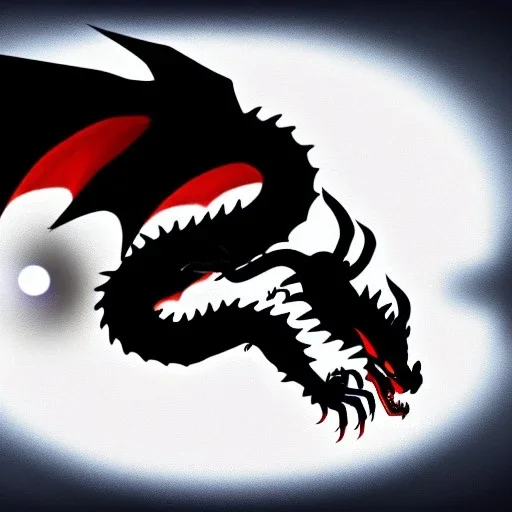 Dragon noir aux yeux rouges, dragon blanc aux yeux bleus