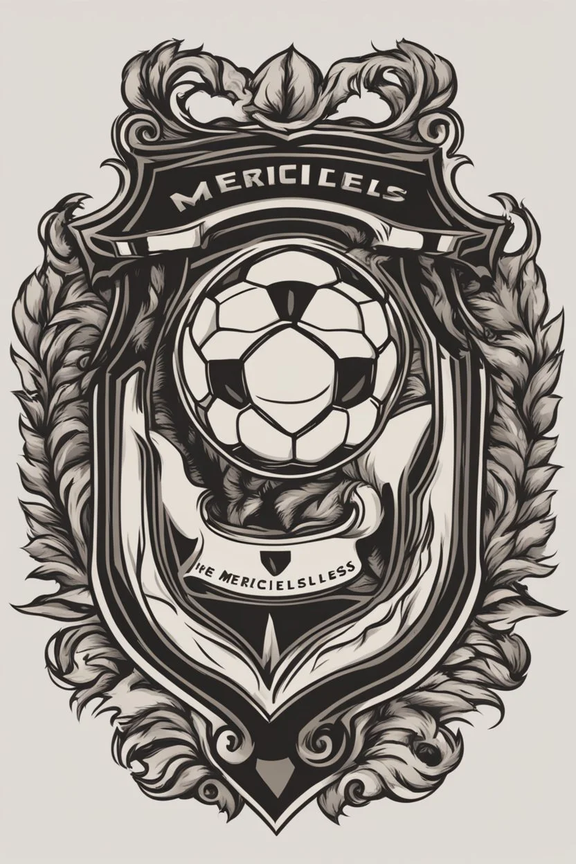 tegn et soccer logo med navnet "De Nådesløse"