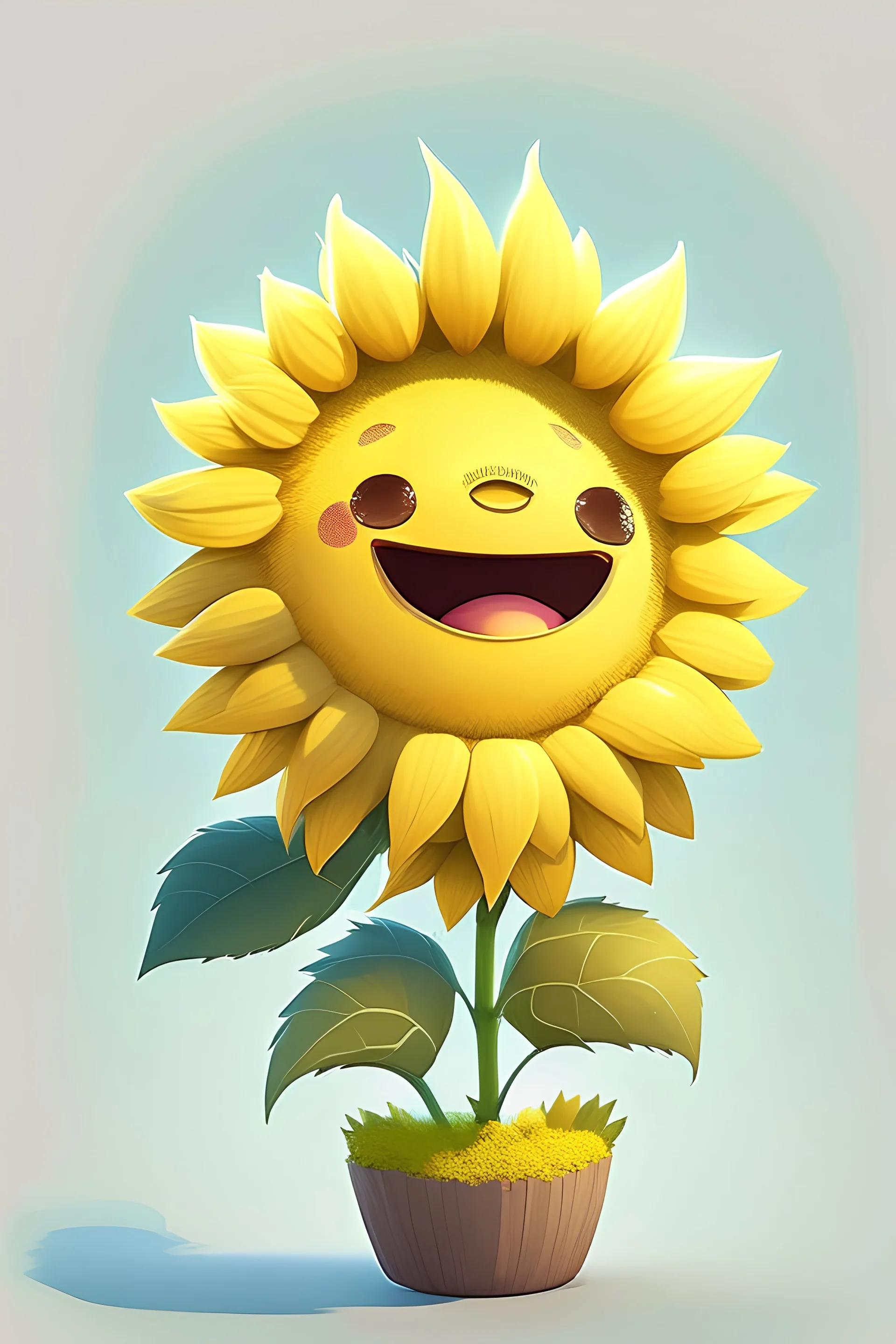 cheery and cute sunflower avatar full body