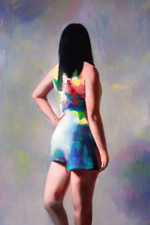 Full body portrait, painting, medium shot lady SecondWaveEmo