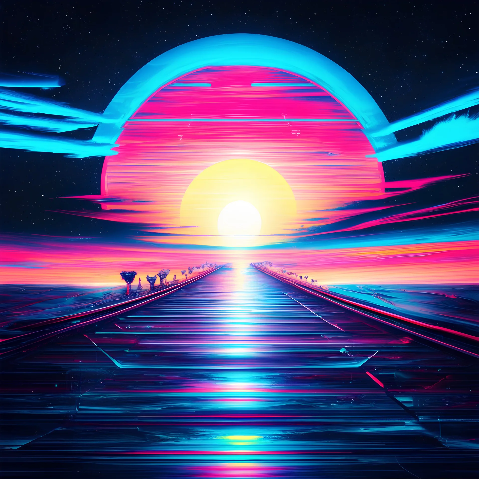 Synthwave album cover, abstract sci-fi art, by Graham_Suth