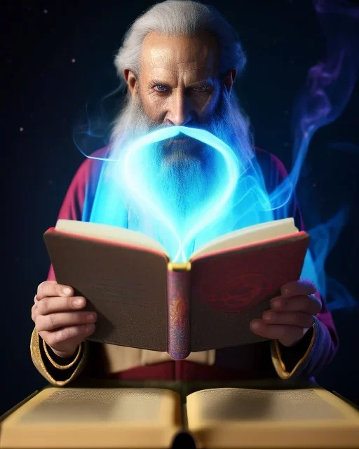 magician, wizard, reading a book, smoke, pyschedelic, velvet robes, pastel, bright, rainbow, colorful, high detail, magic, epic, transformation