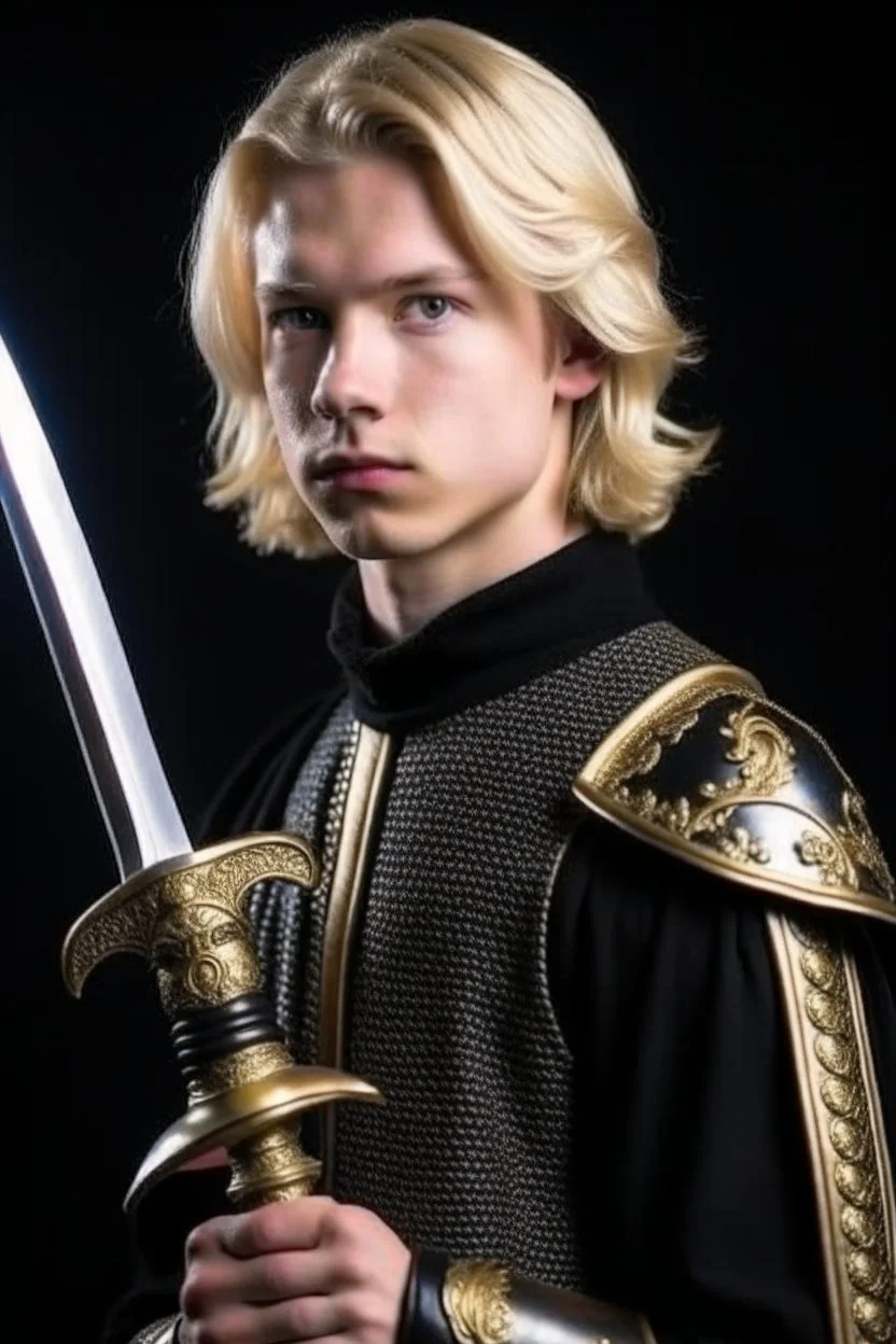 young european blond hair adult royal guard swordsman with rapier