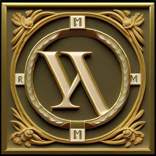 letter M ,insignia, laurel wreath, roman art