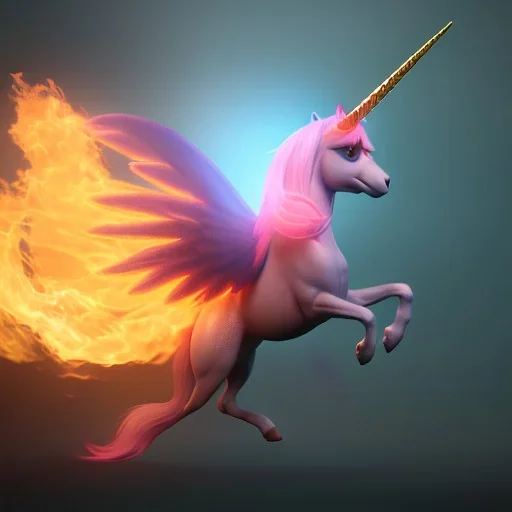 CM küre içinde fantastik unicorn ateşli kanatları olan