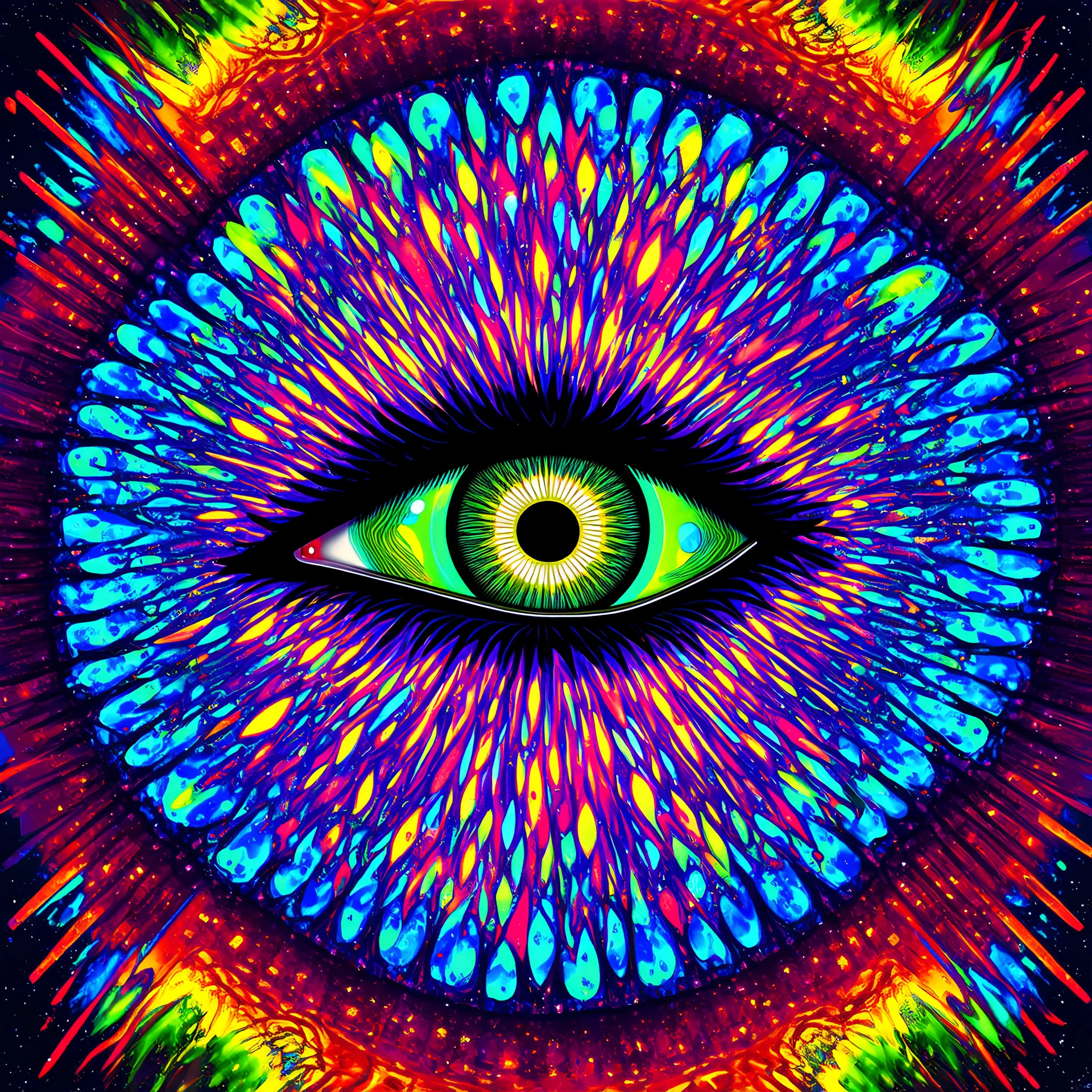 make a magical psychedelic background with the all seeing eye