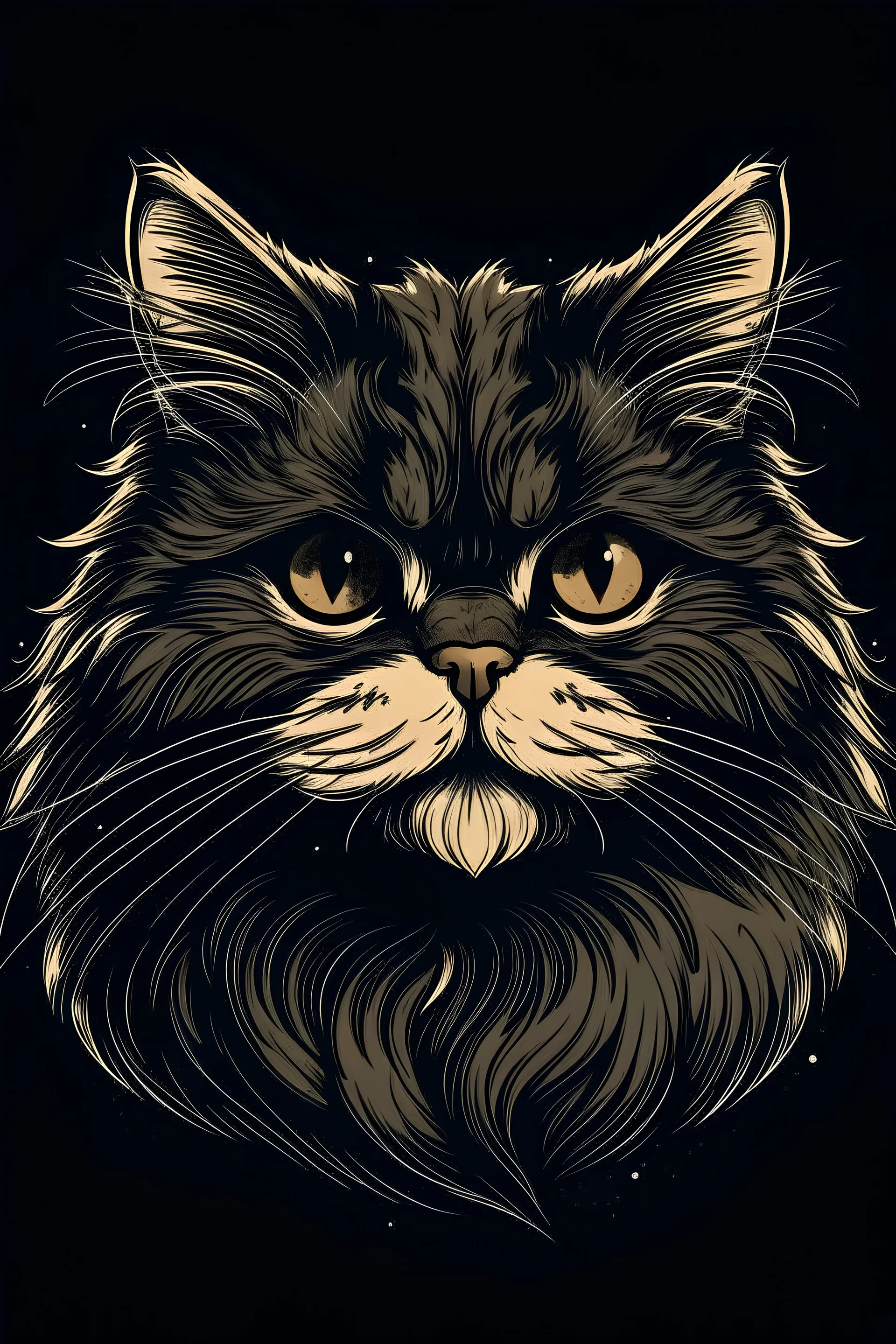 fluffy cat face t shirt design
