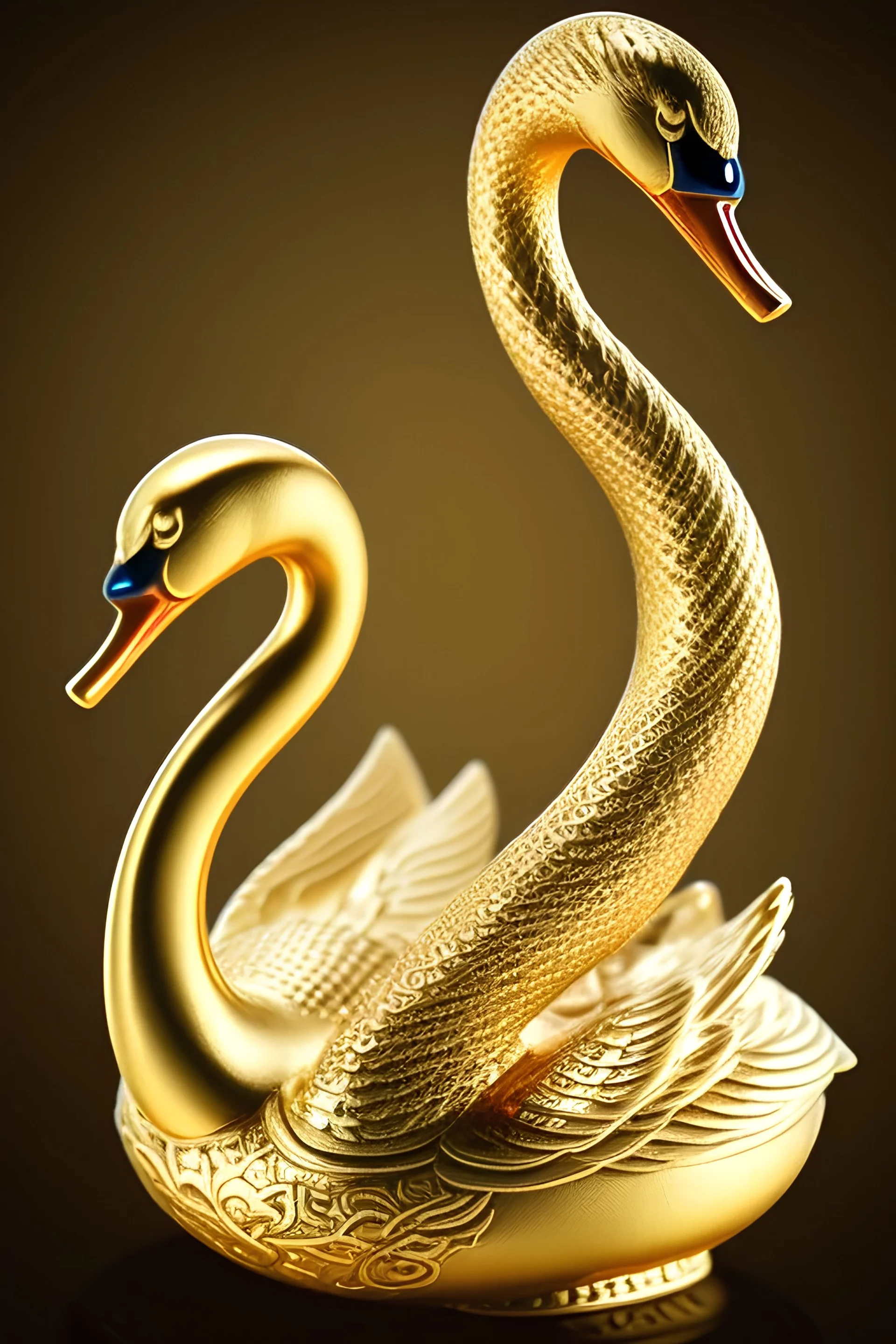 swan statue swan 3D gold, Thai pattern,