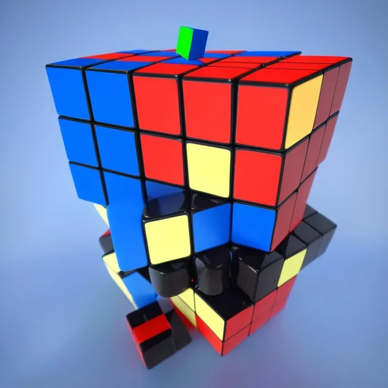 mile tall rubik cube tower red green blue white