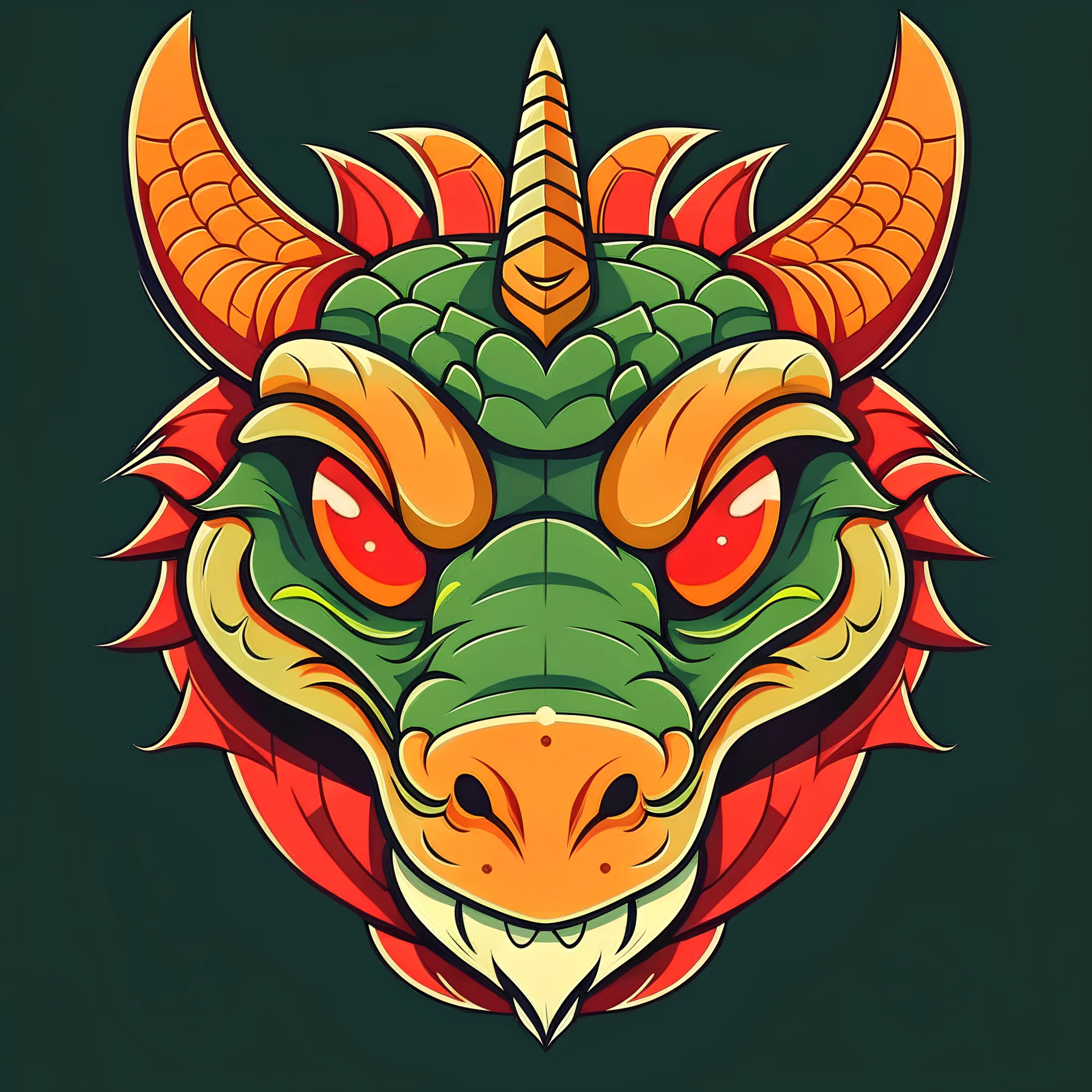 simple flat image dragon face color