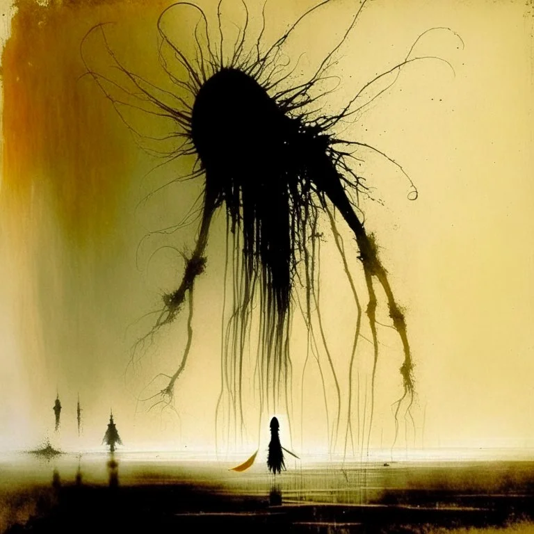 Liminal lovecraftian Abominations, by Stephen Gammell and Don Hertzfeldt and Pejac, warm colors, stylish, unsettling horror art, vestiges of horror, dark shines war, guided by N(t)=N0​⋅e−kt