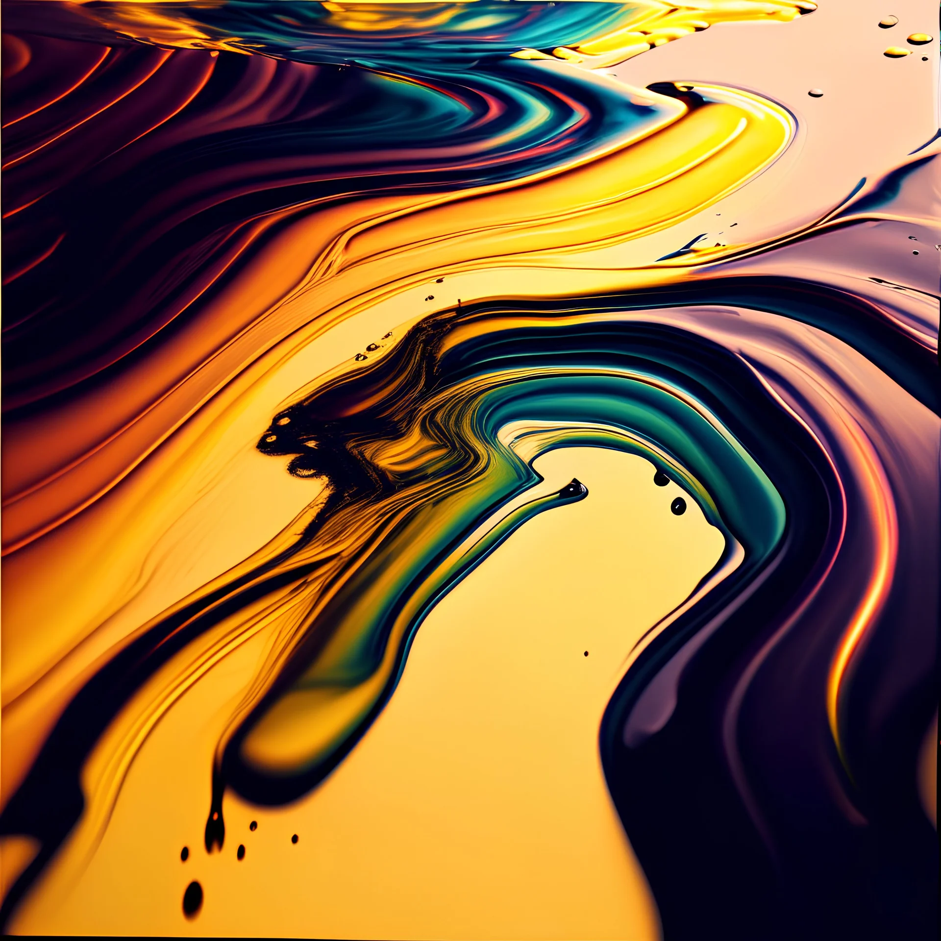 rainbow liquid painting pouring into a vinyl