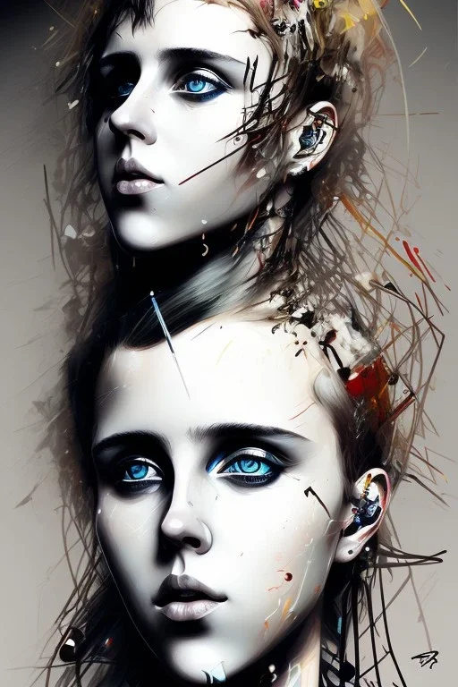 Danish singer MØ face, Abstract portrait by Yoji Shinkawa,