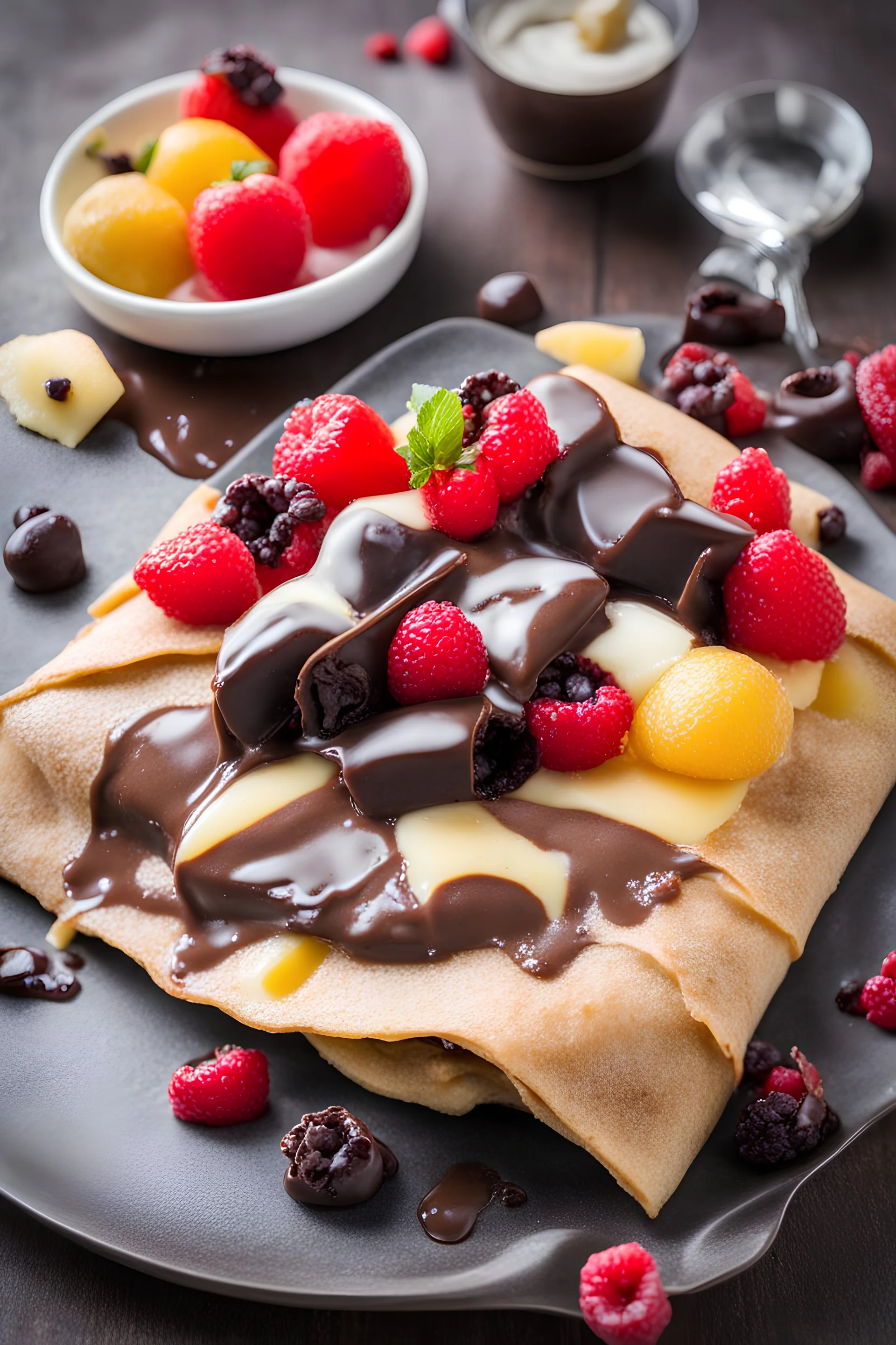 chocolate and fruit crepe