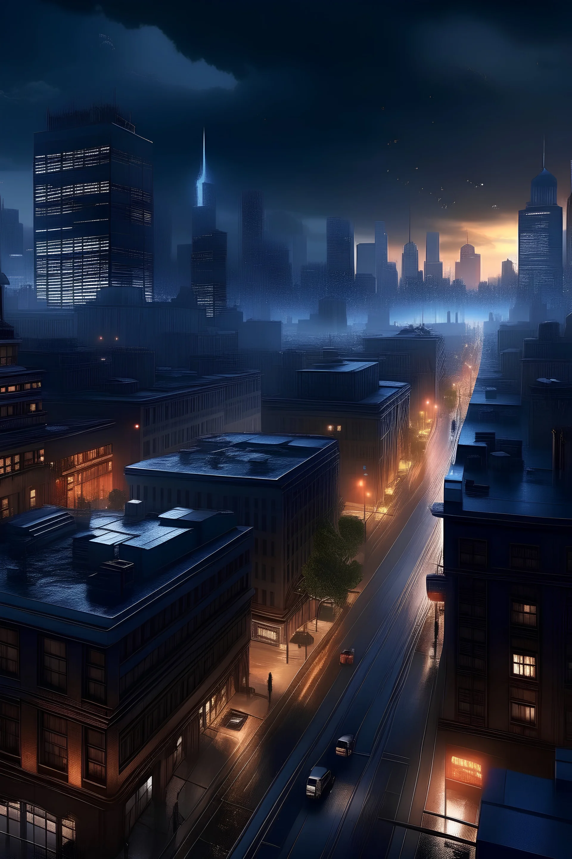 Generate stunning visuals of the cityscape, with detailed depictions of urban environments and atmospheric lighting