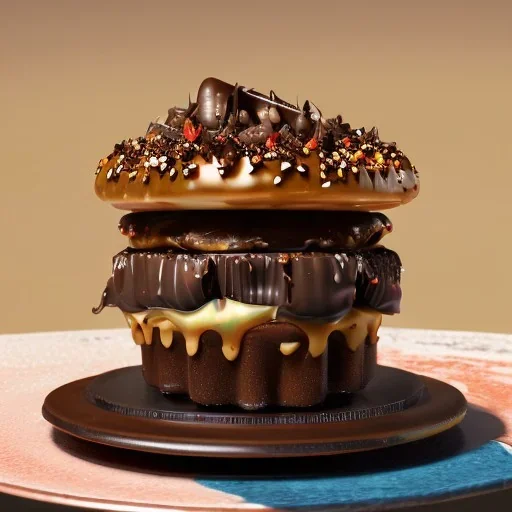 the world's most decadent maximalist dessert, oozing caramel, chocolate maximalism, unreal engine, maximalist dessert