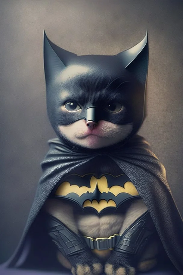 A picture of a cute cat in the form of a batman, a professional, high JPEG image