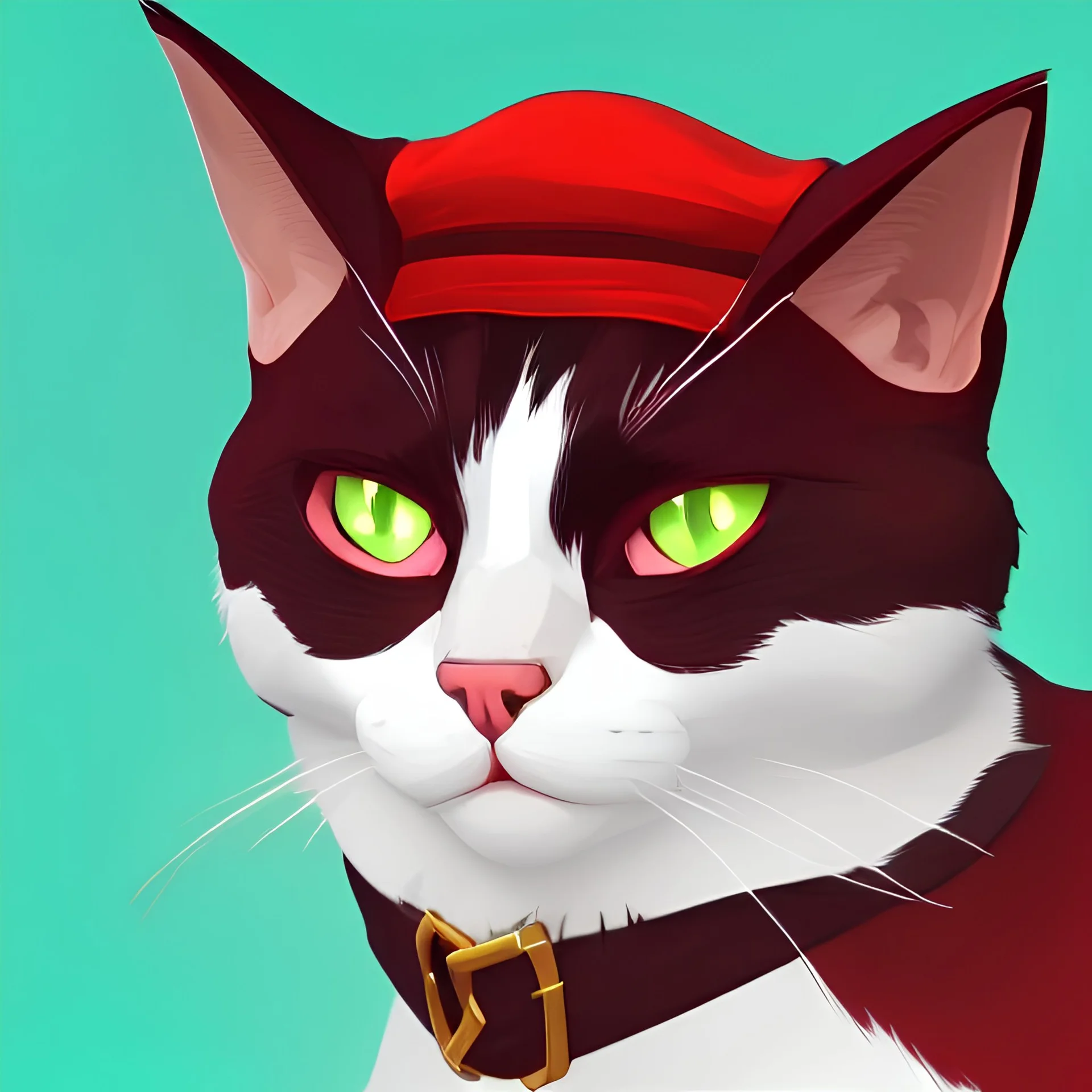 portrait of a cat wearing a red hat