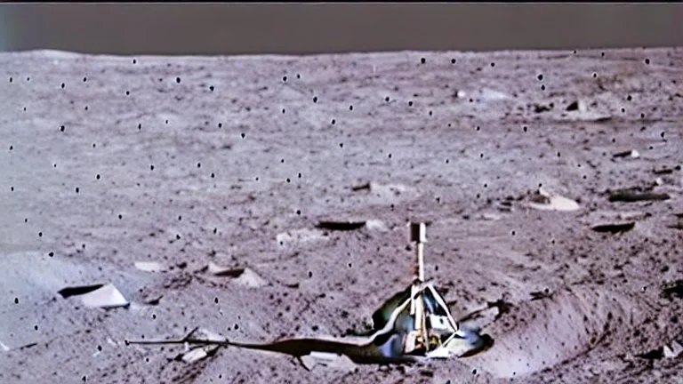 A Tesla's 'Model S Plaid' is doing donuts on the Moon, at the landing site of the 'Apollo 11'. CINEMATIC. WIDE ANGLE LENS.