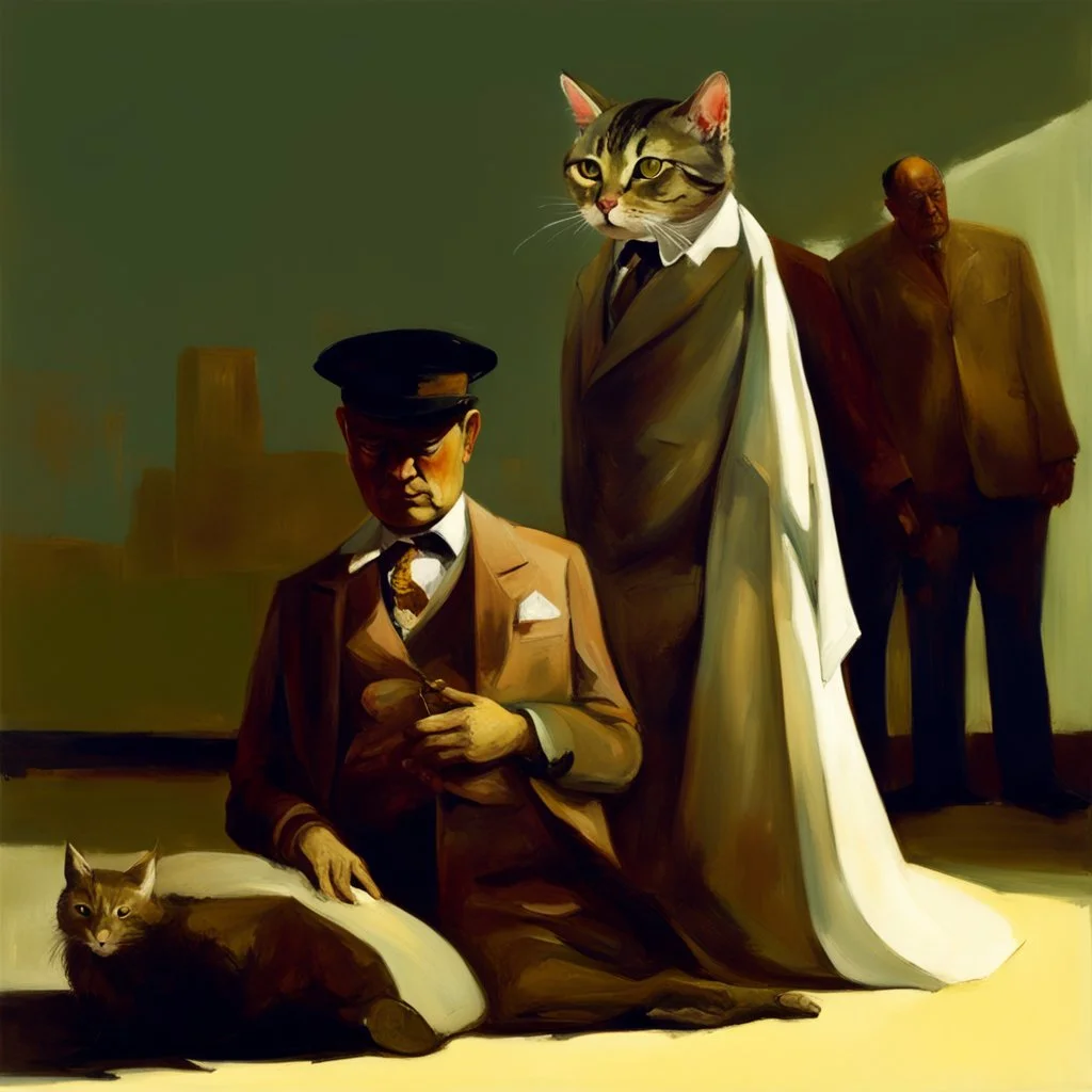 UN conference,a cat and human flesh-like surgical instruments and universe-like a pigeon and neuralink, surrealism,minimalism,Painting By Adrian Ghenie, Rene Magritte, Salvador Dali, Lucian Freud