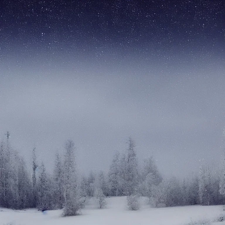 winter landscape, crystal, stars, dreamlike