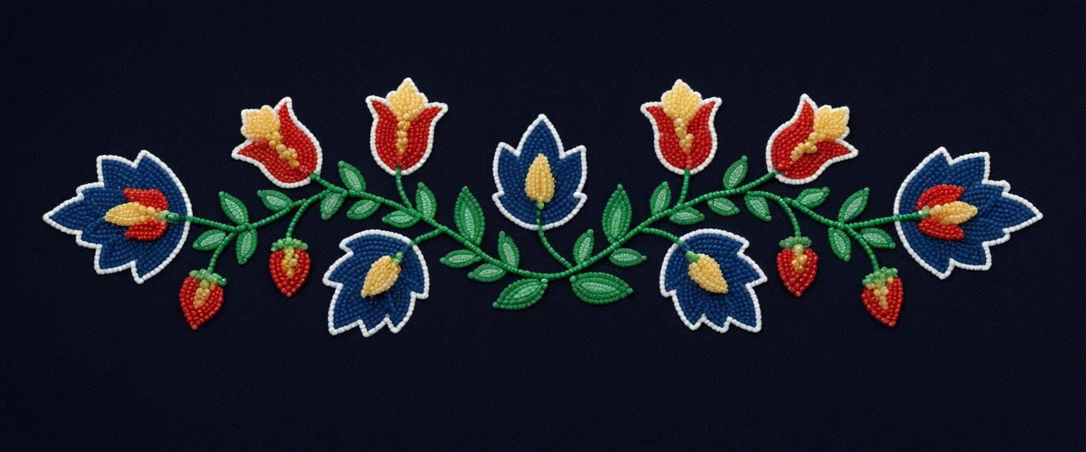 beaded flowers and leaves