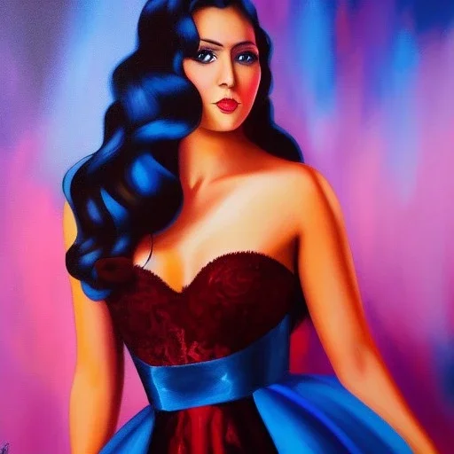 Full body portrait, painting, medium shot lady Disneycore