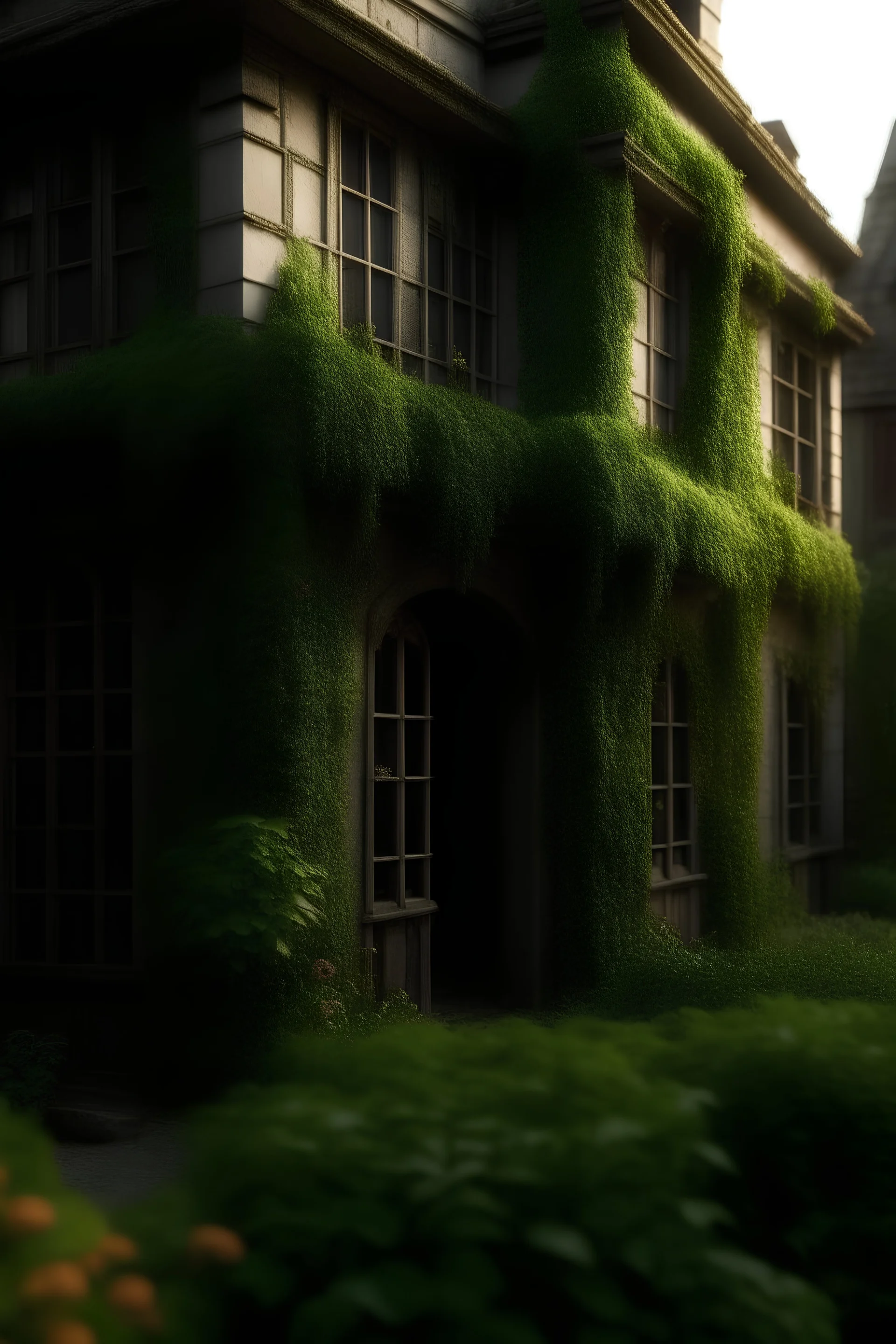 Medieval overgrown with plants