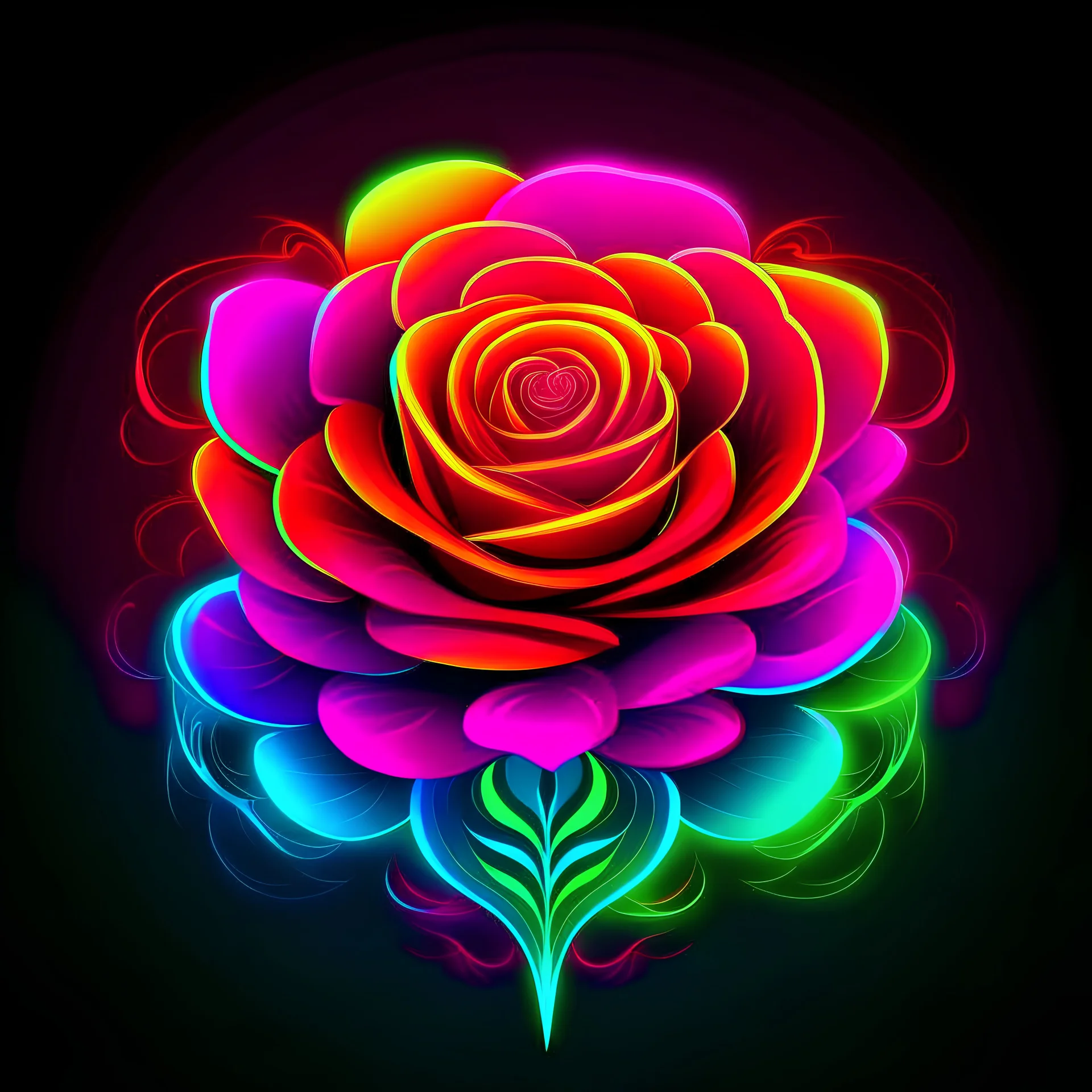 Create neon rose and colour background