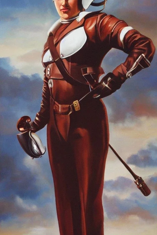 Full body portrait, painting, medium shot lady style of The Rocketeer