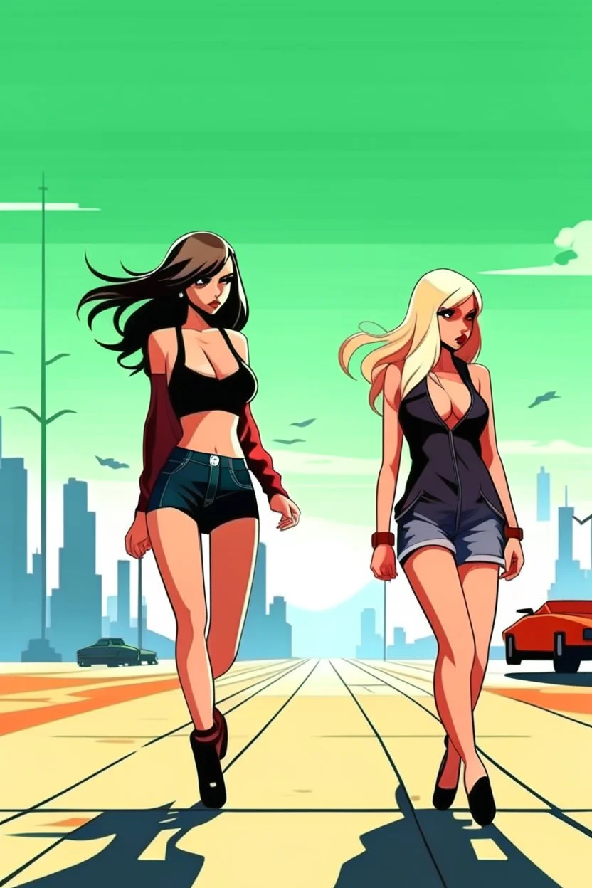 gta tarzı 2 kız 2D arkaplan