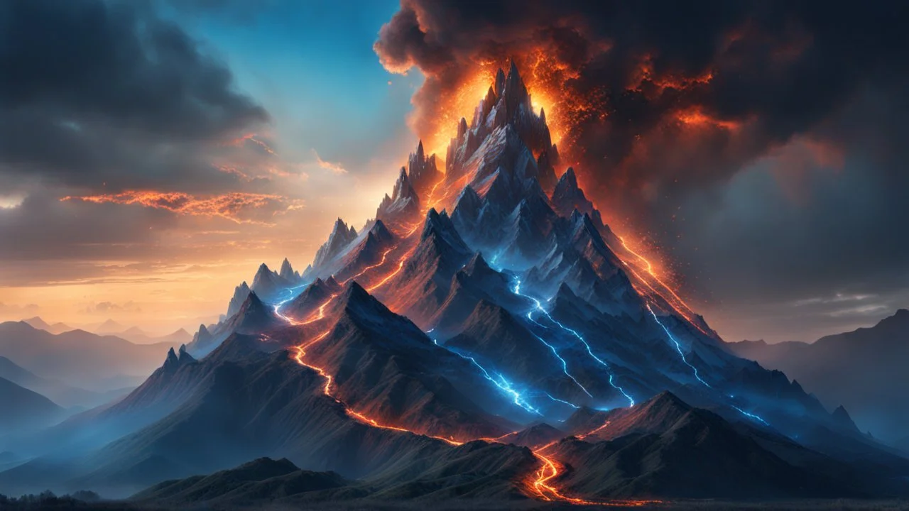 A mountain side burning with powerfull, blue magic. dark fantasy concept art, exquisite realism, a masterpiece, dynamic lighting, hyperdetailed, intricately detailed, deep color, Unreal Engine, volumetric lighting , Epic cinematic brilliant stunning intricate meticulously detailed dramatic atmospheric maximal,