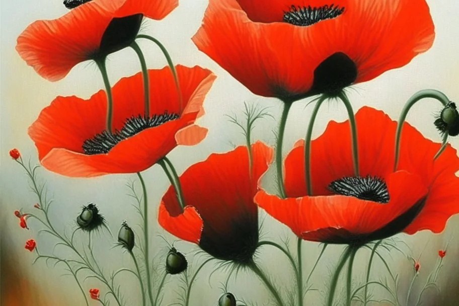 Poppies in the style of Oskar koller