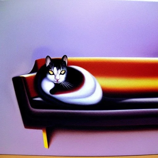 oil portrait of tricolor pattern Cat sleeping in a sofa by Boris Vallejo 8k