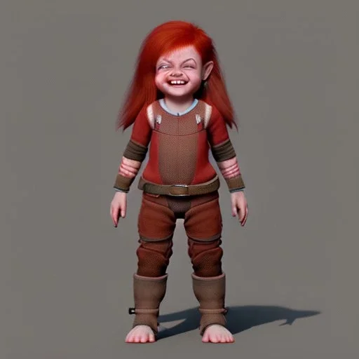 Full body Red hair halfling girl