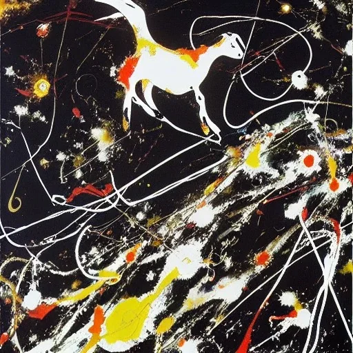 goats floating in outer space Jackson Pollock