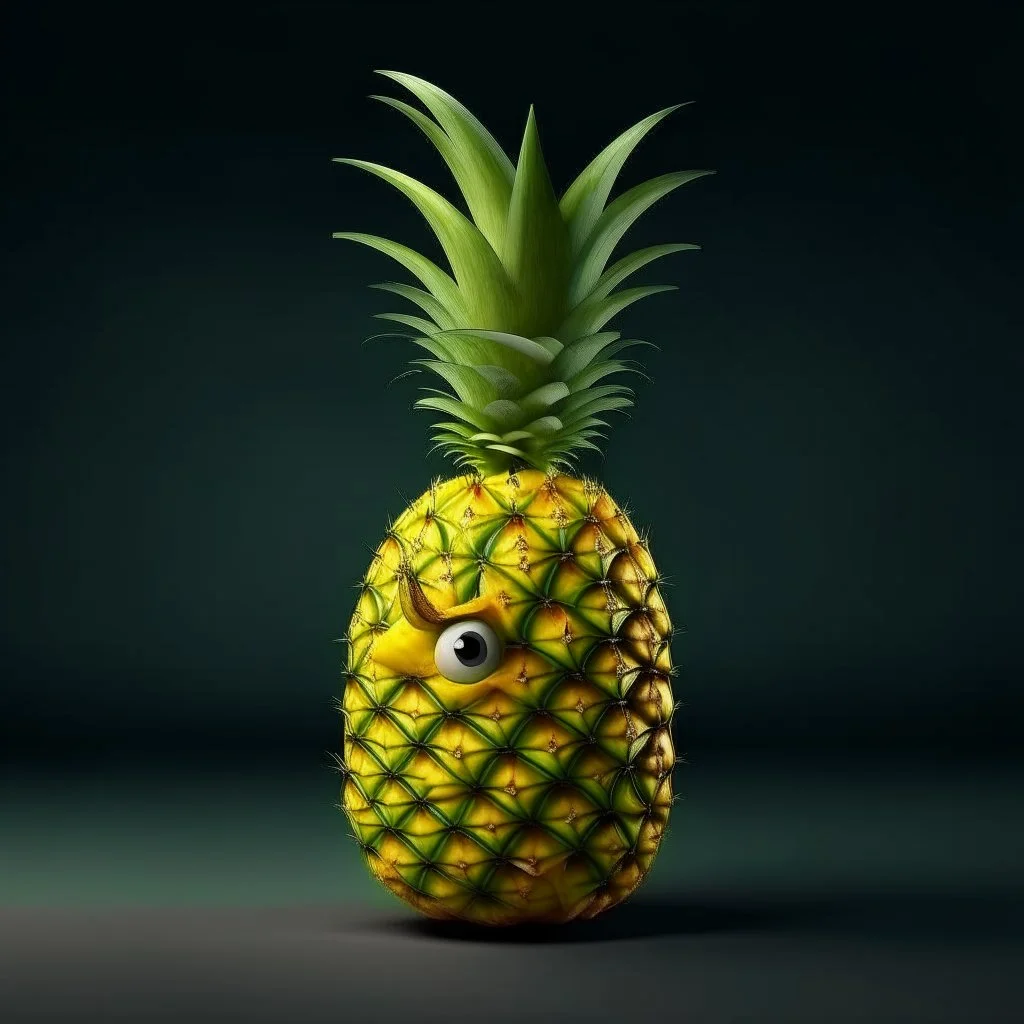 An attractive pineapple posing, supermodel, fruit