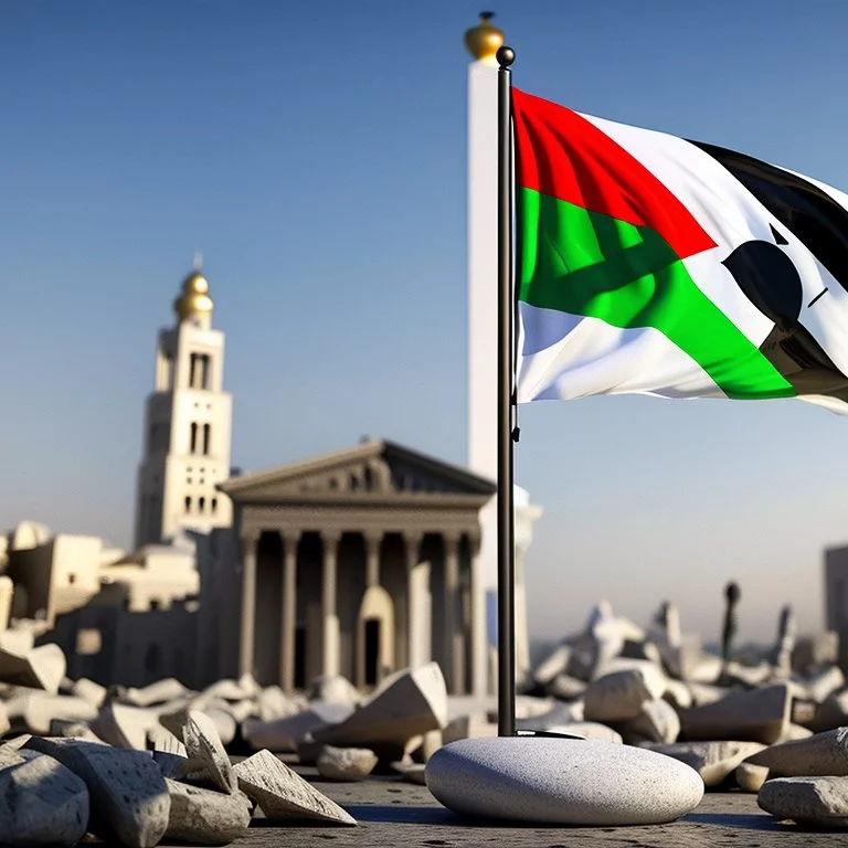 Escultura de muchos niños muertos por una bomba, bandera de palestina,en marmol blanco calidad ultra, hiperdetallado, obra de arte, 8k 3D