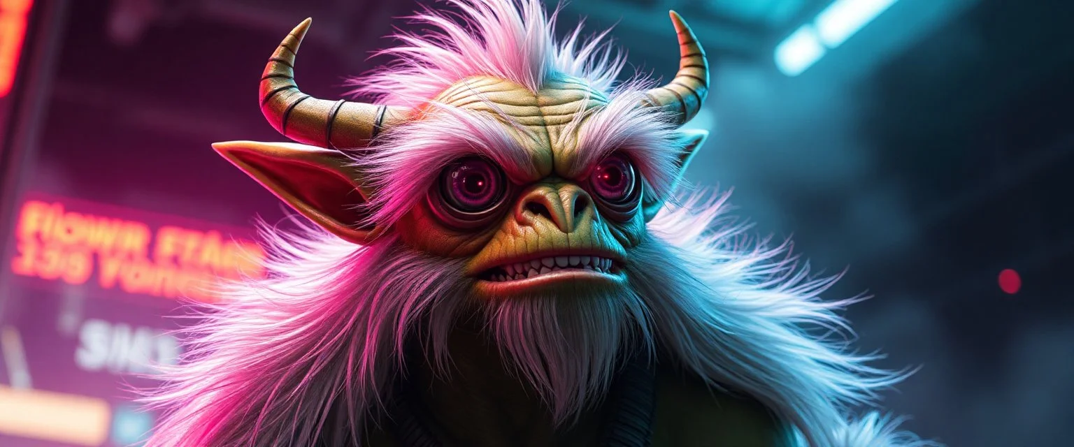 fluffy cyber punk alien orc