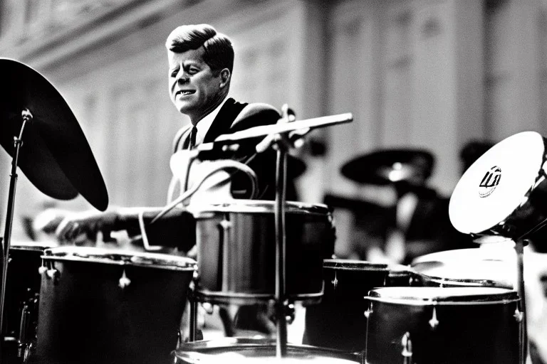 JFK playing the drums