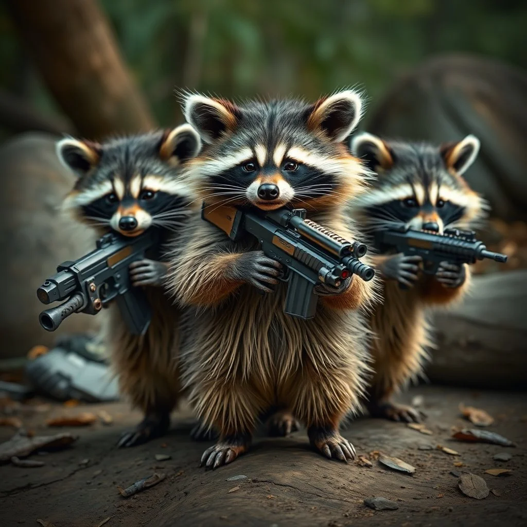 Raccoons with weapons.