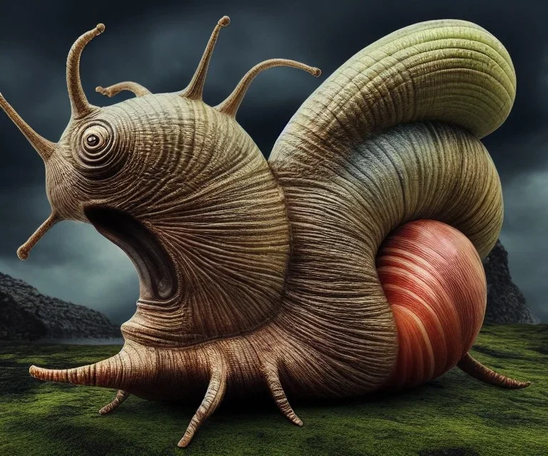 snail, monster, cgi, angry, by akihito yoshida and alex grey and alexander jansson