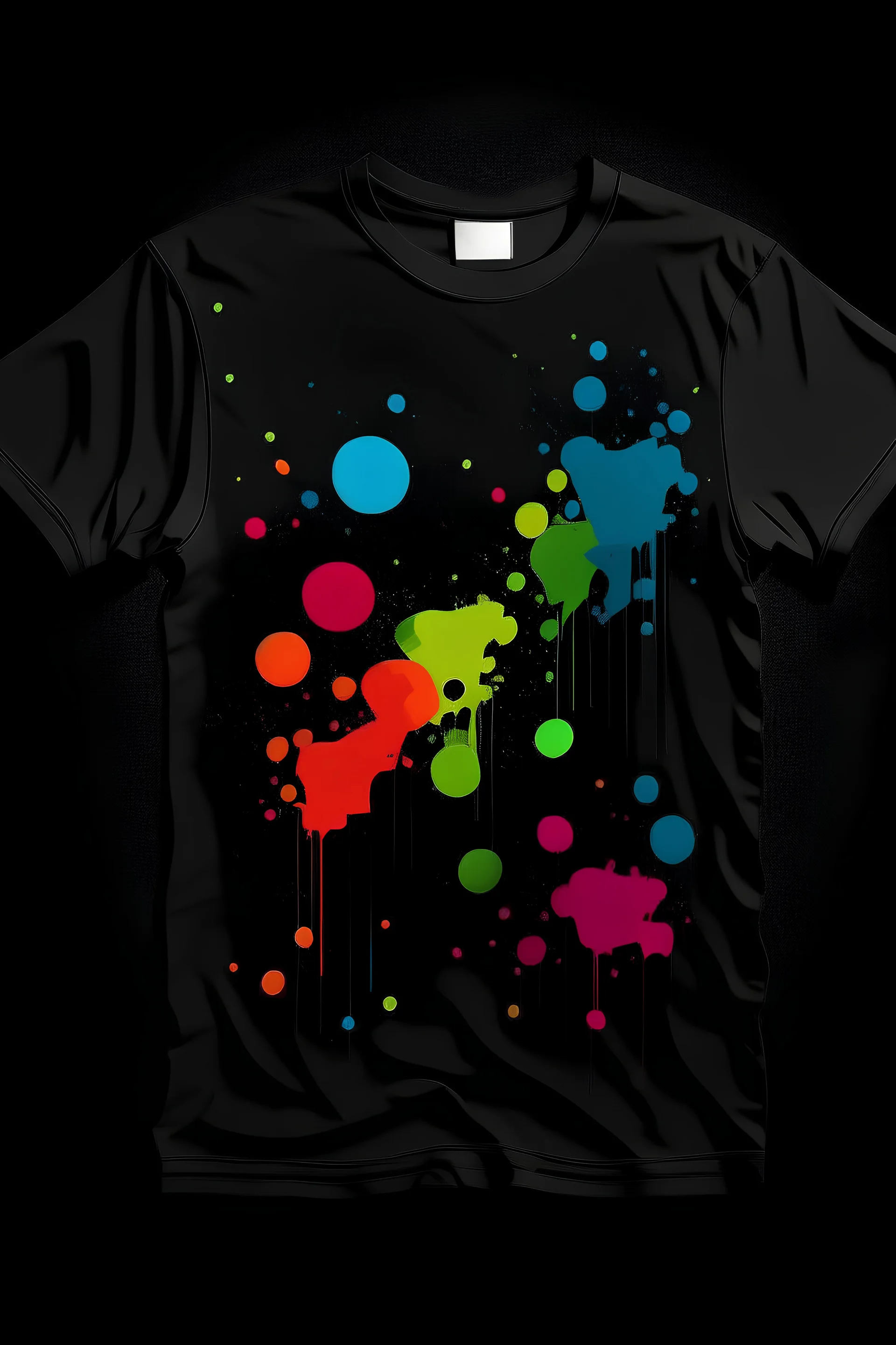 a black tshirt that color fade with shapes